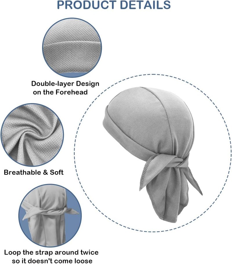 SRLLBBY Sweat Wicking Do Rags Skull Caps, Cooling Hip Hop Hat, Beanie Durag Motorcycle Head Wrap Doo Rag Liner for Men Women - Image 4